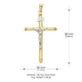 thumbnail image 4 of 14K Two Tone Gold Crucifix Cross Pendant with 1.7mm Flat Open Wheat Chain Chain Necklace, 4 of 6