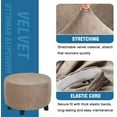 thumbnail image 3 of SEase Round  Velvet Ottoman Slipcover Covers Footstool Protector Covers Storage Stool Ottoman Covers Stretch with Elastic Bottom 20-23in Taupe, 3 of 13