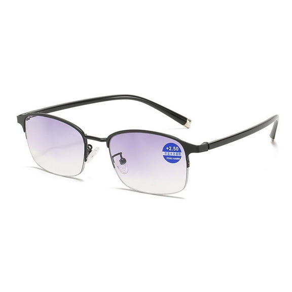 Fashion Bifocal Reading Glasses Gradient Half Frame Sunglasses Men Women Anti-Blue Light Presbyopia Glasses Outdoor Fishing Flexible Readers +1.00