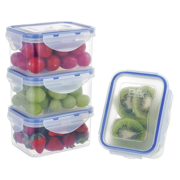 Recipiente de comida KIGI de plástico rectangular de 500 ml, paquete de 4
