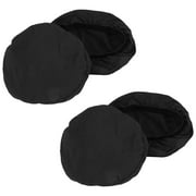 4 Pack Round Bar Stool Covers - Super Soft and Washable Elastic Stool Cushion Slipcover for Bar 12-14 inch Chair-Black