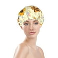 thumbnail image 3 of Kll Watercolor Bee Honey Honeycomb Bee Pattern Shower Cap & Bath Cap For Women,Reversible Oversized Waterproof Shower Caps For All Hair Lengths,Elastic Reusable Bathing Hair Cap, 3 of 9