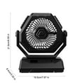 thumbnail image 2 of Camping Fan with LED Lantern, 9 Inch Portable Rechargeable Battery Powered Fan with Stepless Speed and Quiet Battery Operated for Picnic, Barbecue, Fishing, Travel, Home, Tent (Black), 2 of 5