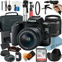 Canon EOS 250D / Rebel SL3 DSLR Camera Bundle with 18-55mm Zoom Lens + 32GB SanDisk Card + Case + Tripod + ZeeTech Accessory