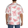 thumbnail image 5 of Easygdp Kawaii Pigs Men's Casual Short-sleeved Shirt with Pocket and Button Suitable for Beach Vacation Leisure - XX-Large, 5 of 7