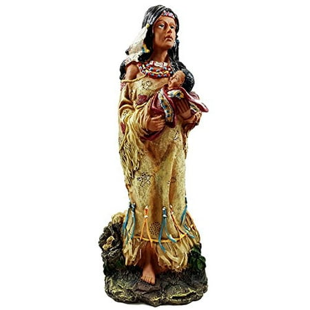 Child Sculpture - Native American Indian Aborigine Mother and Child Baby Figurine Sculpture