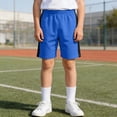 thumbnail image 2 of HCNTES Boys Athletic Shorts with Pockets Active Basketball Shorts Quick Dry Active Lightweight Elastic Waist (Blue,6-7 Y), 2 of 6
