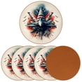 thumbnail image 2 of Independence Day 6pcs Round Microfiber Leather Drink Coasters, 11x11 cm/4.3x4.3 in, Set of 6 Absorbent Coasters for Drinks, Coasters for Table, Furniture From Water Marks and Scratches, 2 of 6