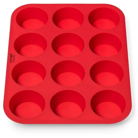 Reg Muffin - OvenArt Bakeware Silicone Muffin Pan, 12-Cup, Red