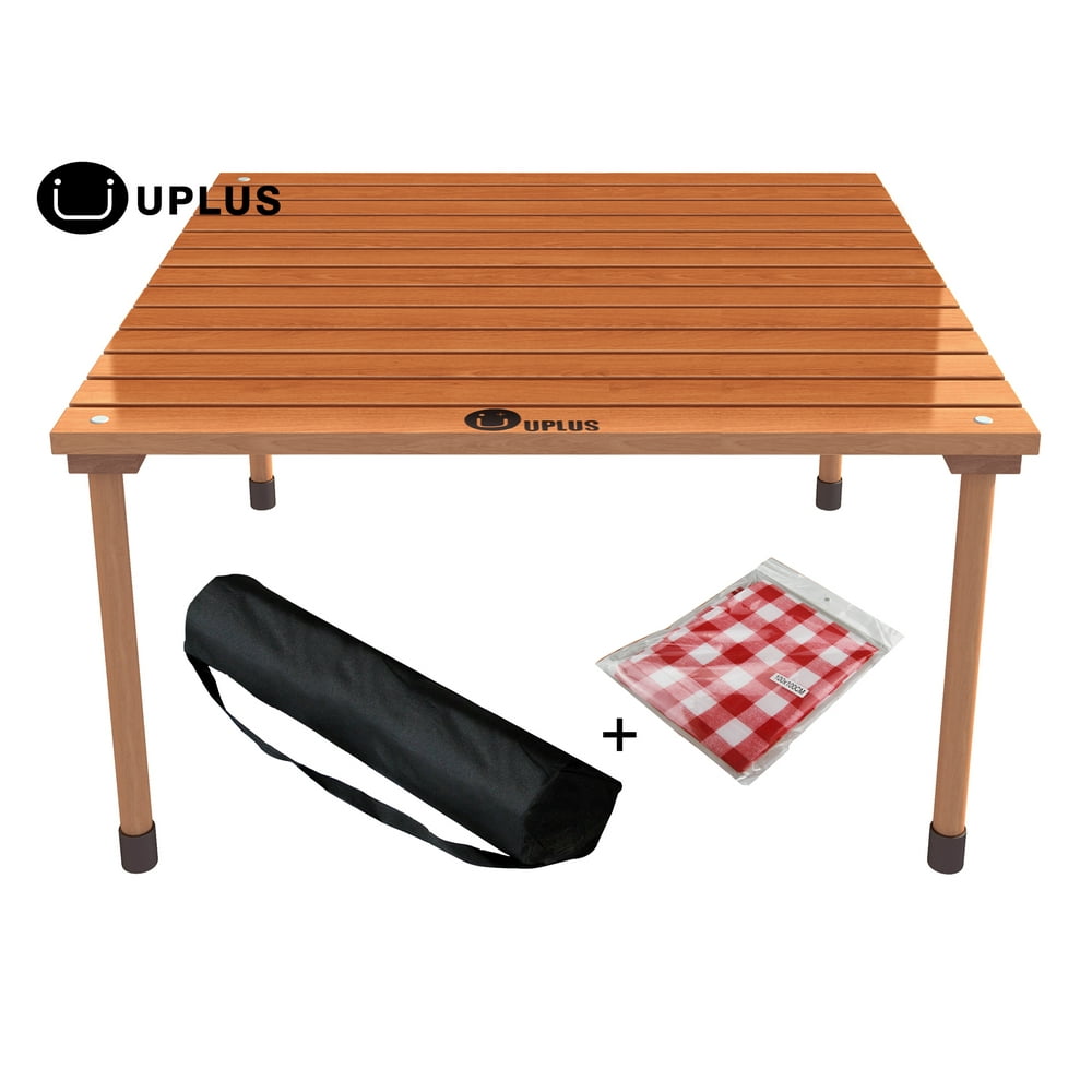 Folding Card Table -- UPLUS Outdoor Portable Folding Picnic Beach Teak Wood Fold Up Table with 