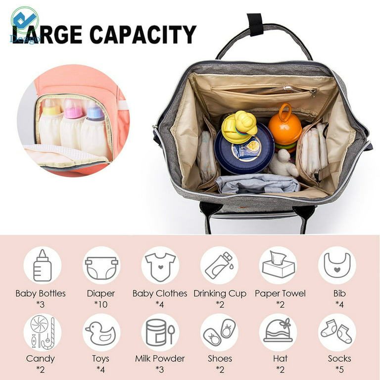 🐘Boo&Bub🐘 Multi-function Waterproof Outdoor Travel Diaper Bag, Baby Care  Nappy Backpack Wallet Mummy Large Capacity Beige Red