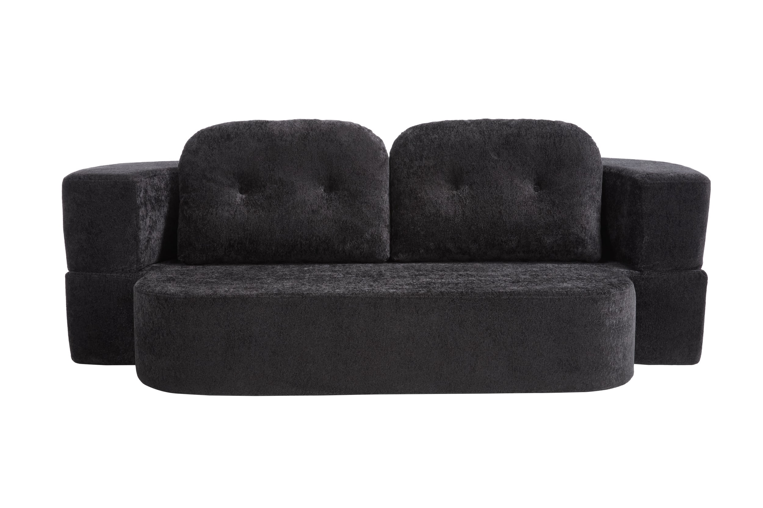 Aukfa 78.7" Twin Size Convertible Sofa Bed, 2-in-1 Folding Floor Sleeper Couch, Futon Loveseat for Living Room, Apartment & Office, Black