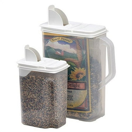 UPC: 0747363207119 | Buddeez 8 Qt and 3.5 Qt Wild or Pet Bird Seed Dispenser Set (Set of 2 Containers with Lids)
