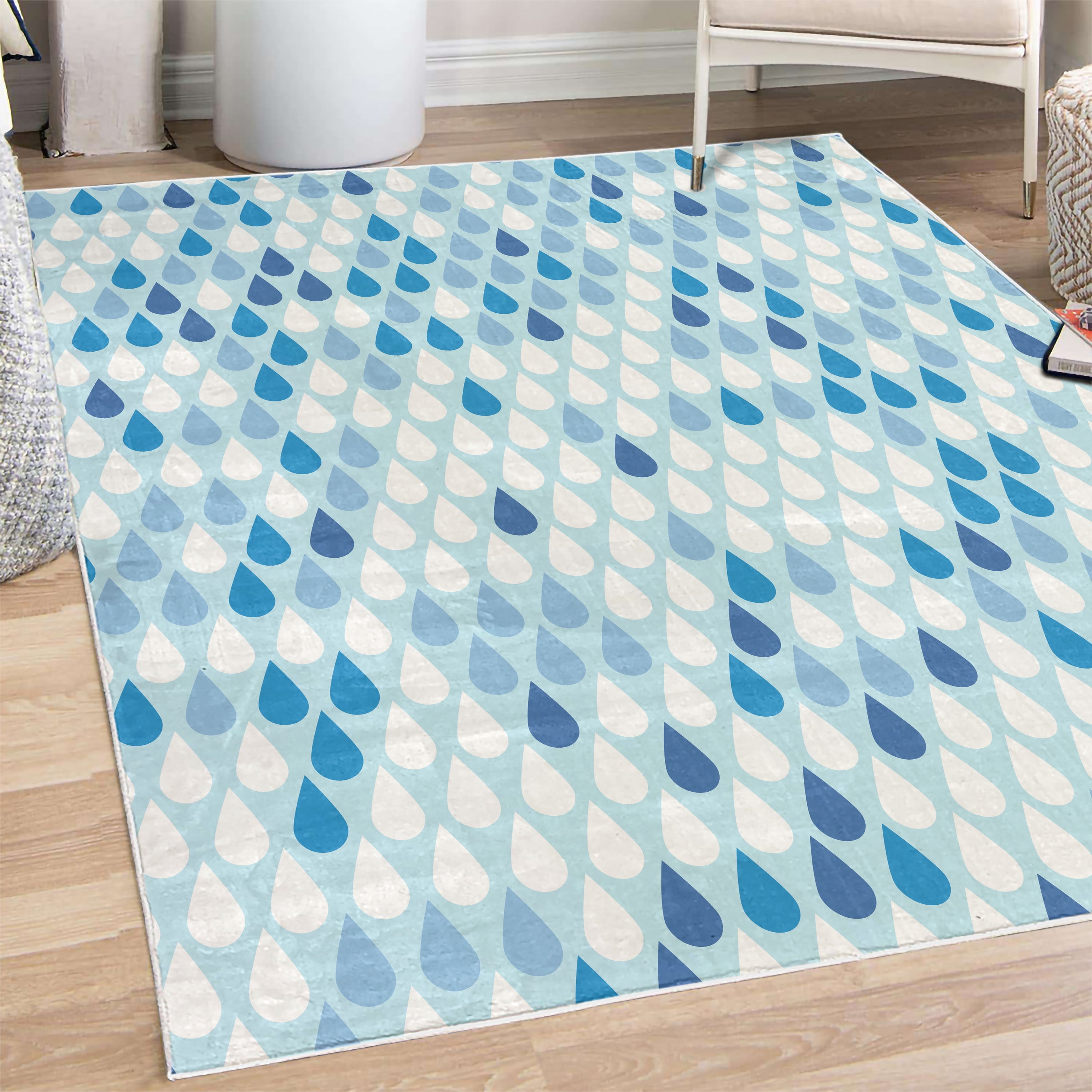 Nature Decorative Rug, Repeated Minimalist Rain Drops Splashes Tears of ...