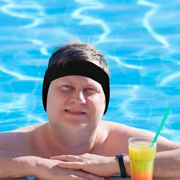 Mobutofu 2Pcs Waterproof Swim Headband with Ear Protection for Swimming and Water Sports Black