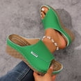 thumbnail image 4 of Wedge Sandals for Women Fashion Splice Leather Open Toe Platform Slip on Mules Summer Casual Lightweight Slides Green Size 9.5, 4 of 6