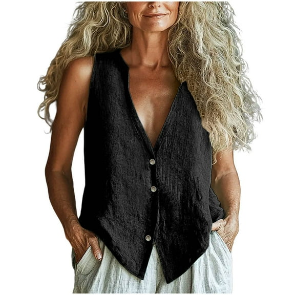 Tank Tops for Women Springs Women's Clothing Sleeveless Loose Fit Y2K Clothes Camisole Womens Blouses Black