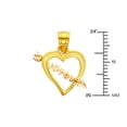 thumbnail image 3 of Wellingsale 14K Two 2 Tone Rose and Yellow Gold Polished Diamond Cut Ornate "I Love You" Heart Charm Pendant with Cupid Arrow, 3 of 5