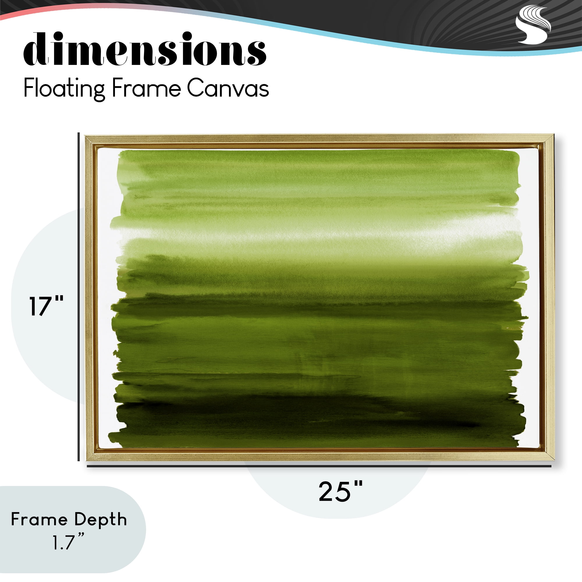 Stupell Industries Ombre Green Gradient Gold Framed Floater Canvas Wall Art, design by Allie Corbin