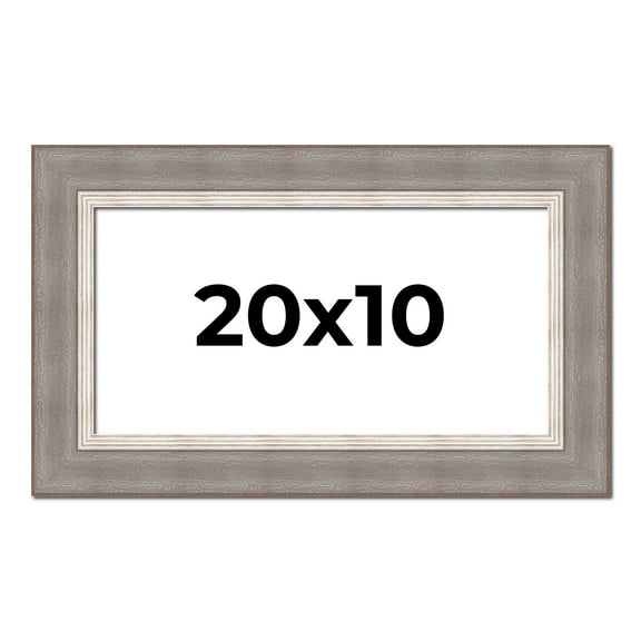 20x10 Frame Grey Real Wood Picture Frame Width 2.75 Inches | Interior Frame Depth 0.5 Inches |