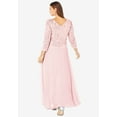 thumbnail image 2 of Roaman's Women's Plus Size Sparkle Lace Popover A-Line Gown With 3/4 Sleeves, 2 of 5