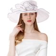 thumbnail image 2 of Women Derby Fascinator Hat Organza Church Wedding Hat Wide Brim Cocktail Tea Party Hat, 2 of 5