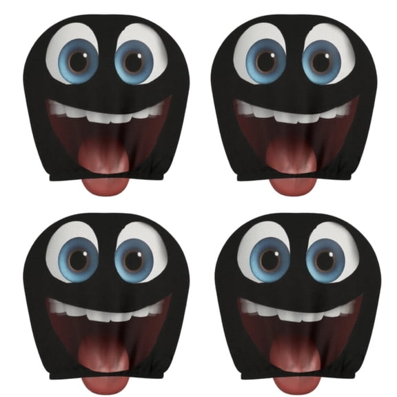 Funny Cartoon Car Headrest Covers – Grinning Face Design with Stretchable Elastic Fit for Cars, Trucks & SUVs | Easy Install, Seat Protection & Holiday Decor (4-Pack)