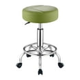 thumbnail image 1 of Taburete de spa con ruedas y reposapiés redondo de cuero sintético, taburete de salón con ruedas para de cocina, diseño de salón de trabajo Verde, 1 of 8