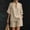 Beige, variant on Western Outfit Trendy Vacation Sets Women's Short Sleeved Shirt and Shorts V-neck Linen Set Dark Gray 2X