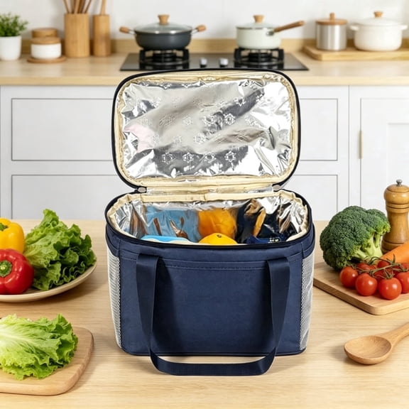 Trumpet Lunch Bags/Insulated Adult Lunch Box/Leakproof Cooler Lunch Tote Bag with Storage Pocket. Reusable Lunch Purse for Work Picnic Dark blue