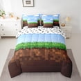 thumbnail image 2 of Homewish Pixel Geometric Modern Abstract Art Queen Comforter Sheet Set,Reversible Luxury Boys Bedding,7pcs, 2 of 8