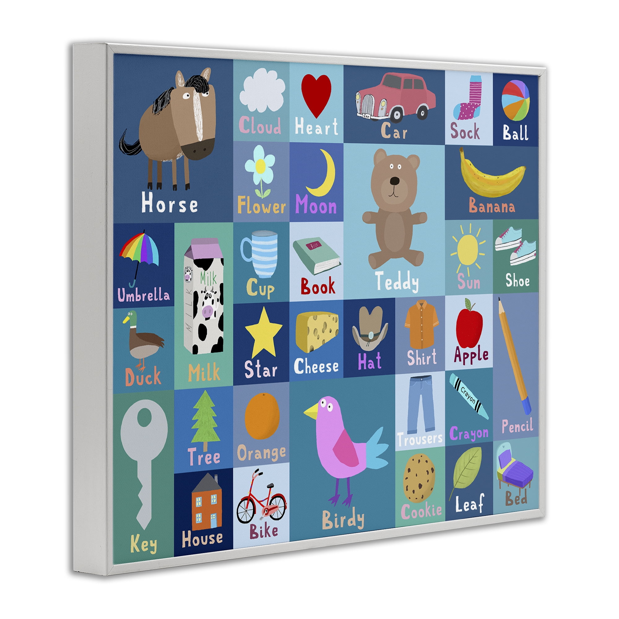 Stupell Industries Blue First Words White Framed Giclee Art, design by Carla Daly