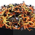 thumbnail image 2 of PAPER FAIR 1LB Halloween Metallic Black Orange Crinkle Cut Paper with Pumpkin Confetti, Trick or Treat Candy Gift Basket Box Shredded Paper Raffia Filler, Craft Bedding Cushion, Birthday Party, 2 of 8