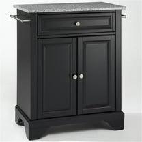 Bowery Hill Solid Granite Top Kitchen Island in Black