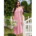 thumbnail image 6 of Oudiya 3 Pack Long Nightgowns for Women House Dress Short Sleeve Plus Size V Neck Nightshirt, M-5XL, 6 of 8