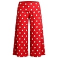 thumbnail image 5 of RUTAYY Women's Pants Cropped Wide Leg Polka Dot Fold Over Waist Loose Stretch Casual Trousers Brick Red, 5 of 5