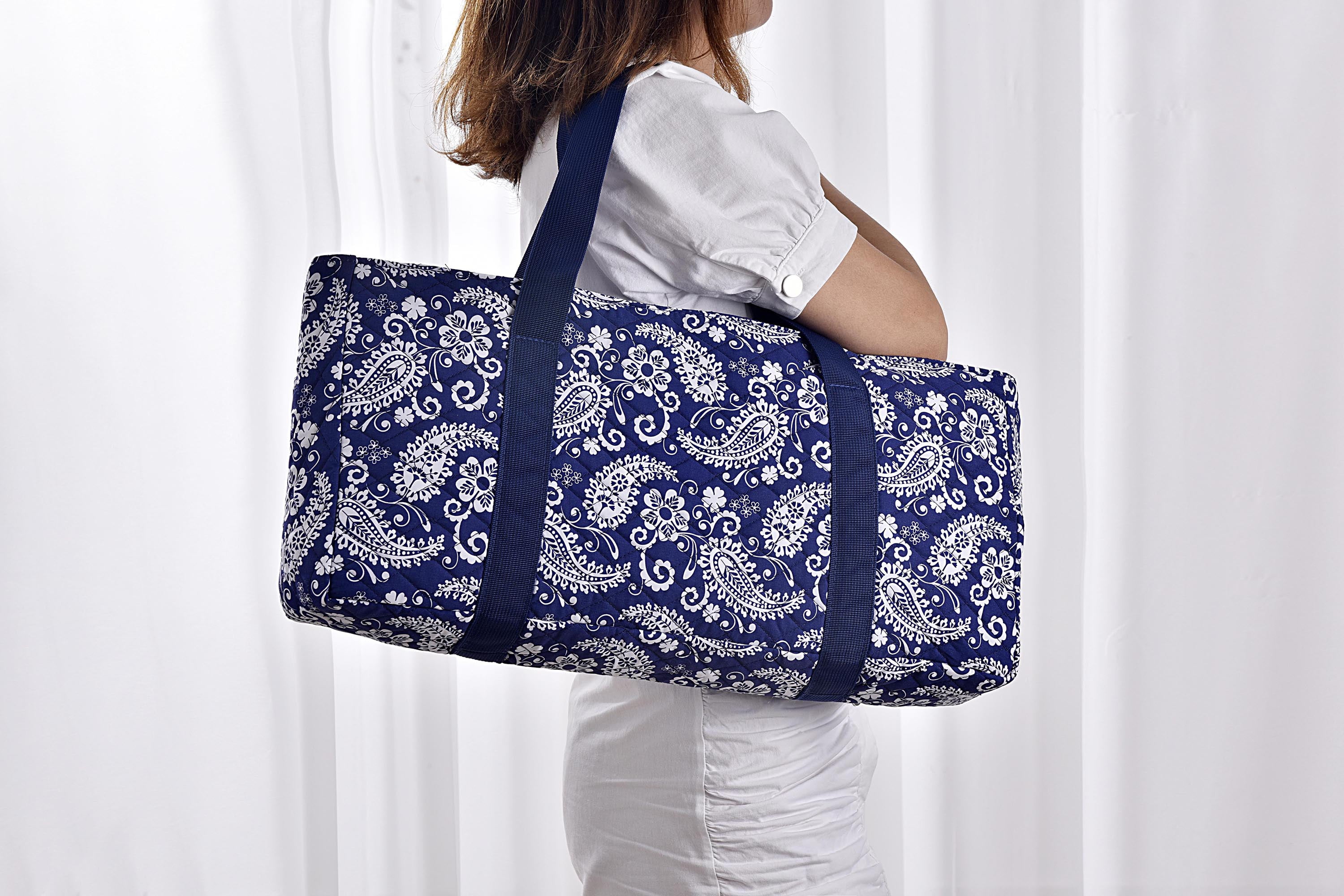 American Mahjong Set, Blue Paisley Carrying Bag,166 Premium White Tiles,4 All-in-One Color Rack/Pushers Complete Mahjong Tiles Set (Ma Jong, Mah-Jongg)