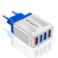 thumbnail image 2 of daily European USB Wall Charger Europe Travel Plug Adapter EU Multiple Multi 4 Ports Block Rapid Charge PD QC for IOS iPhone iPad Samsung Galaxy Pixel 15W 4 USB-A Fast Power Adaptor Euro(Blue), 2 of 10