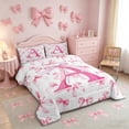 thumbnail image 4 of Meiyoeat Girly Letter A Twin Comforter Sets 3-Piece for Girls, Pink Bow Print Bedding Set for Bedroom, Pink White,Pink Reversible, 4 of 7