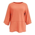 thumbnail image 6 of Oversized Tshirts for Women Non Slit Patched Color Bell Sleeve T Shirt Women's Summer Casual Crewneck Batwing Half Sleeve Tee Loose Basic Orange Summer Tops for Women, 6 of 9