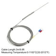 thumbnail image 3 of Uxcell K Type Thermocouple Temperature Sensor Probe 1.5x100mm 9.8ft Wire 0 to 1100°C(32 to 2012°F) Stainless Steel, 3 of 6