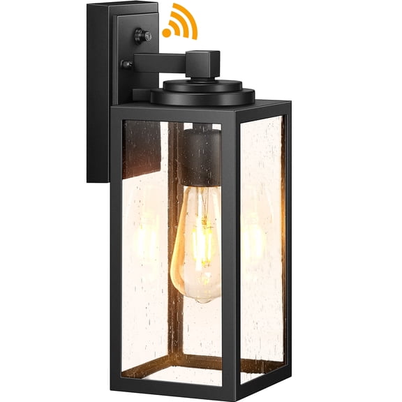 VIANIS 14.5" Large Outdoor Sconce Lights, Black Dusk to Dawn Outdoor Lighting with Tempered Bubble Glass, Anti-Rust Outside Light Fixtures Wall Mount, Waterproof Front Porch Light for Porch, Garage