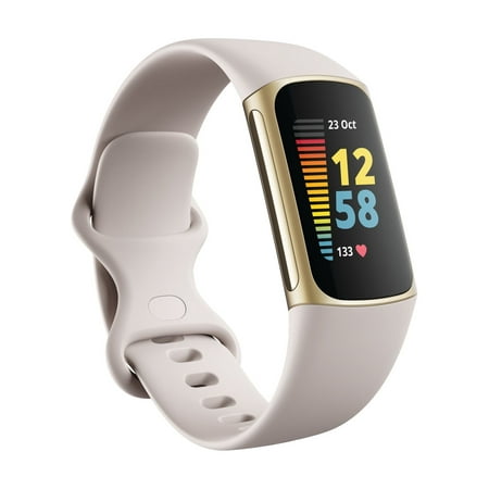 Fitbit Charge 5 Fitness Tracker - Lunar White/Soft Gold Stainless Steel