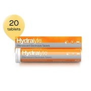 Hydralyte - Electrolyte Tablets for On-The-Go Clinical Hydration, Orange, 20 Count - Effervescent Tablets Support Recovery of Lost Electrolytes Due to Flu, Exercise, Travel, Extreme Heat or Alcohol