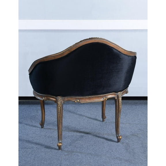 Luxurious Caroline Hand-Carved Black Velvet Settee