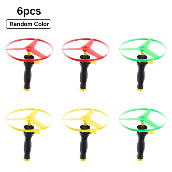 6pcs Flying Disc propeller Toys Kids Helicopter Pull String Flying Saucers~ AL
