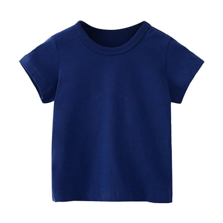 

Up to 30% off! Kukoosong Summer Baby Girl Clothes Comfortable Solid Color Short Sleeve Cotton T-Shirt Top Dark Blue 3-4 Years