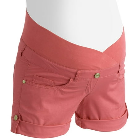 Oh! Mamma Maternity Crossover Demi-Panel Colored Woven Shorts - Walmart.com