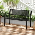thumbnail image 4 of Costway 50" Garden Bench with Patterned Backrest and Curved Armrests for Porch Lawn, 4 of 10