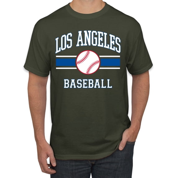 Wild Bobby City of Los Angeles LA Baseball Fantasy Fan Sports Men's T-Shirt, Military Green, Large